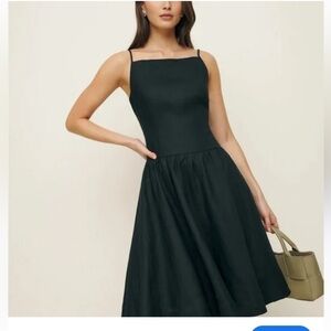 Reformation Clarabelle Black Sleeveless A-Line Midi Dress 10 12 NWT